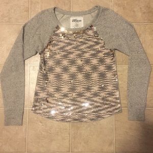 Express gray silver sequin sweatshirt sweater S